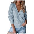 thumbnail image 2 of RKSTN Sweaters for Women Deep V-neck Wrap Sweater Long-sleeved Crochet Pullover Fall Sweaters, 2 of 7