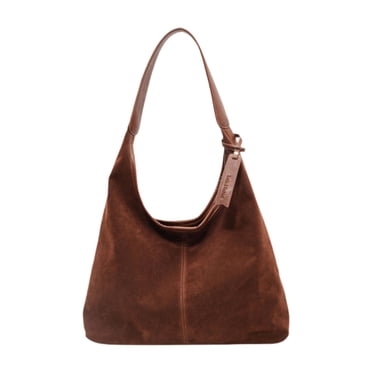 Milaget Suede Bag Handbag Underarm Bag Large Top Handle Bag Purse Tote Bag for Women Red Brown