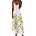 thumbnail image 1 of Robe Maxi à Imprimé Floral pour Femmes Sans Manches, Robes d'Été Décontractées, Col en V, Bretelles Spaghetti, Longue Robe Soleil, 1 of 5