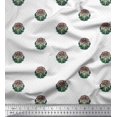 thumbnail image 1 of Soimoi Silk Fabric Dot,Leaves & Floral Block Printed Fabric 1 Yard 42 Inch Wide, 1 of 1