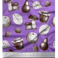 thumbnail image 1 of Soimoi polyester Crepe Fabric Mushroom, Pear Fruits Printed Fabric 1 Yard 42 Inch Wide, 1 of 3