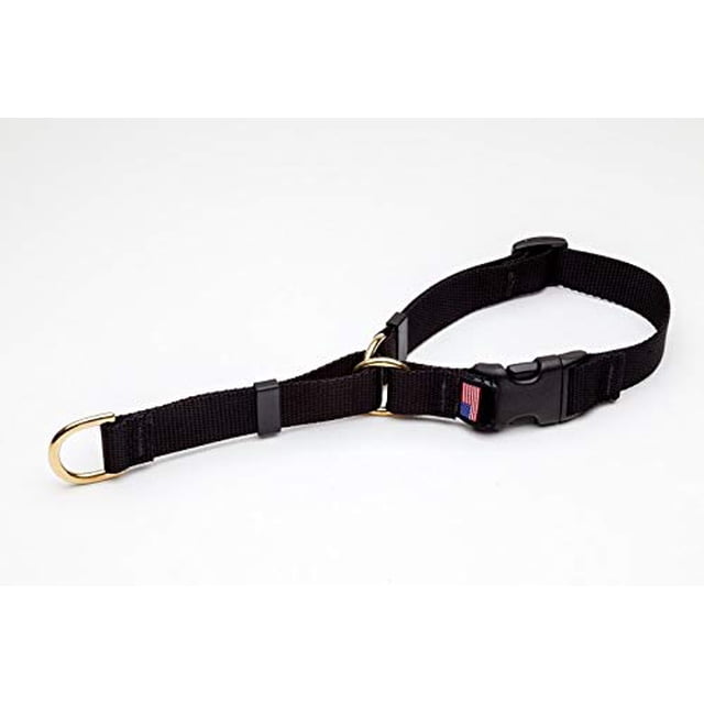 MPP Deluxe Martingale Dog Collar Adjustable Heavy Soft Brass Hardware (Small 14 to 18 Inches, Black)