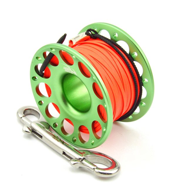 yingyy Keep Diving FXL-952 Aluminium Spool Reel Colorful Polyester Rope Hanging Rotary Reels Freediving Underwater Accessories Green 30m