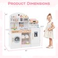 thumbnail image 3 of Honeyjoy Kids Kitchen Set Wooden Kitchen Playset with Clock, Microwave, Sink, Dish Rack White, 3 of 10