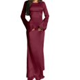 thumbnail image 1 of Maxi Dresses for Women Elegant Classy Fall Long Bell Sleeve Ruched Bodycon Fitted Cocktail Party Slit Dress Deep Red S, 1 of 7