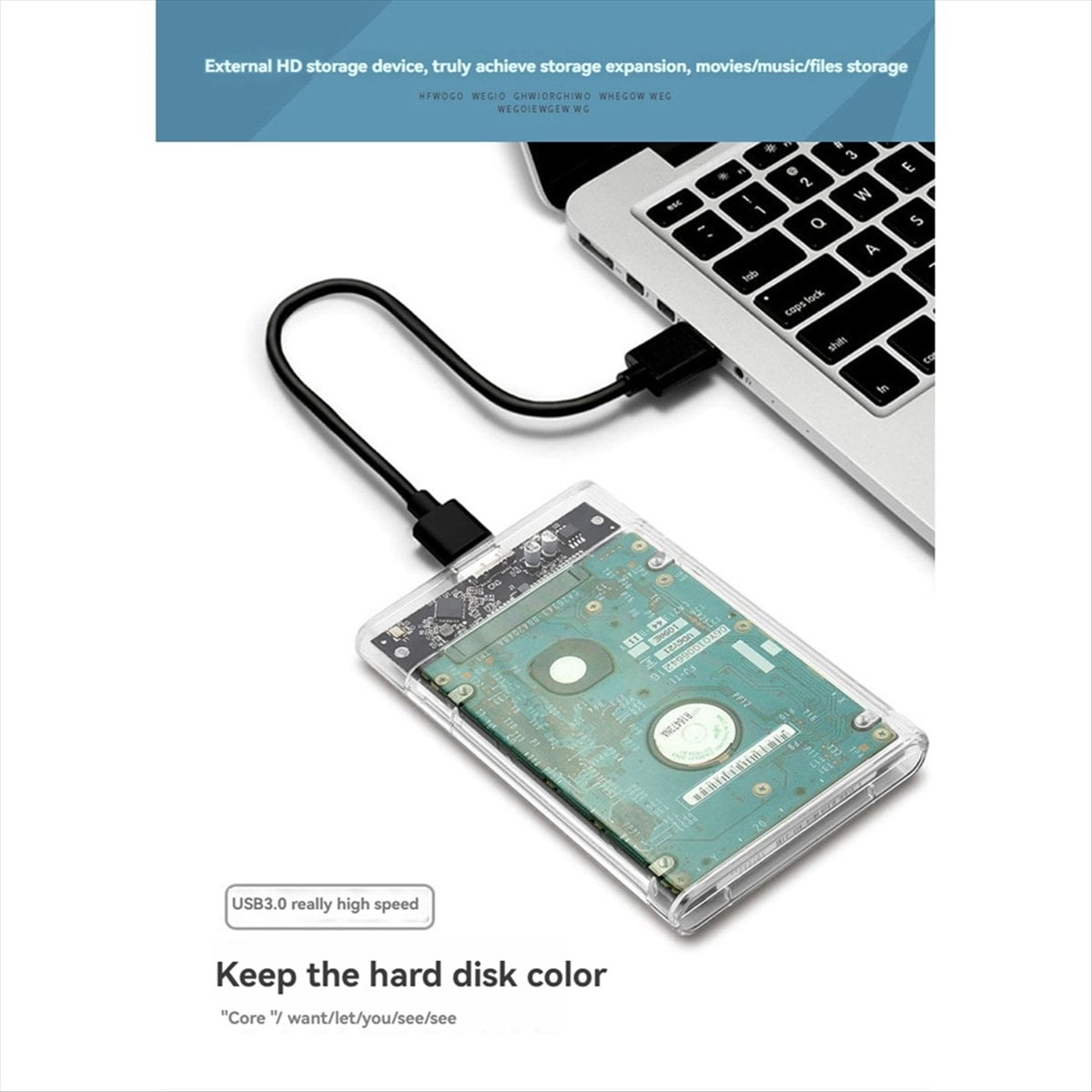 USB 3.0 External Hard Drive Enclosure 2.5 Inch SATA SSD External Hard Drive Case HDD Enclosure Clear Harddisk Boxs