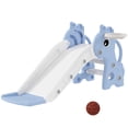 thumbnail image 1 of Qaba Kids Slide with Climber and Basketball Hoop, 3 in 1 Baby Slide, Blue, 1 of 10