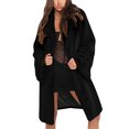 thumbnail image 2 of Womens Ladies Solid Warm Faux Coat Jacket Winter Turn Down Collar Outerwear, 2 of 9