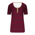 thumbnail image 4 of Birdeem Mode Blouses Imprimées Rayées pour Femmes T-Shirt à Boutons Manches Courtes Col Rond, 4 of 9