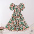 thumbnail image 2 of Hpapadks Robe Bébé Extensible Manches Courtes Florale Vacances en Bord de Mer Robe Princesse pour Filles Vert 8-9 Ans, 2 of 3