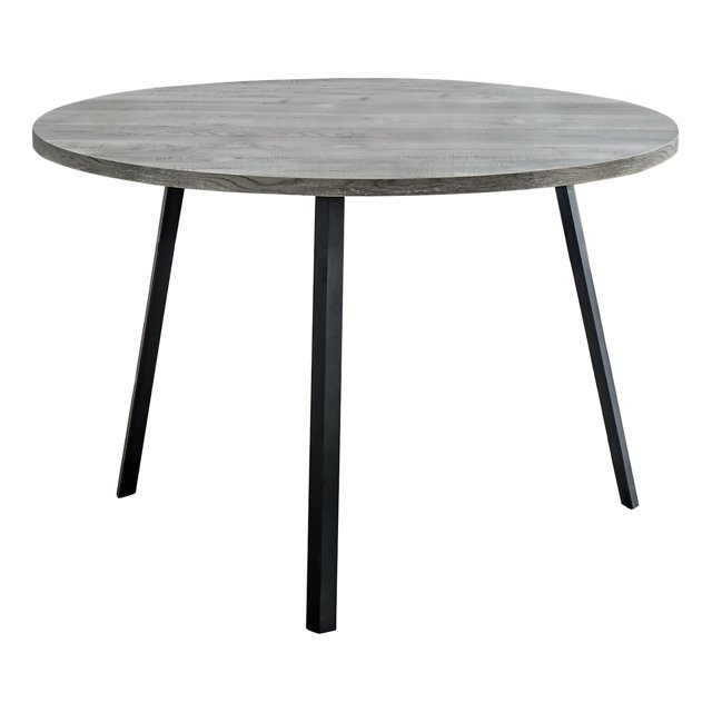 Table de Salle à Manger Ronde de 48 Po en Bois Recyclé Gris et Métal Noir