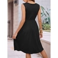 thumbnail image 4 of Robes d'Été pour Femmes Sans Manches Décontractées Amples Évasées à Boutons Robe Midi avec Poches Noir m, 4 of 9