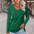 thumbnail image 2 of Timegard Womens Tops V-Neck Long Sleeve Basic Tee Solid Color Comfy Blouse Fall Casual Tunic Tops, 2 of 5