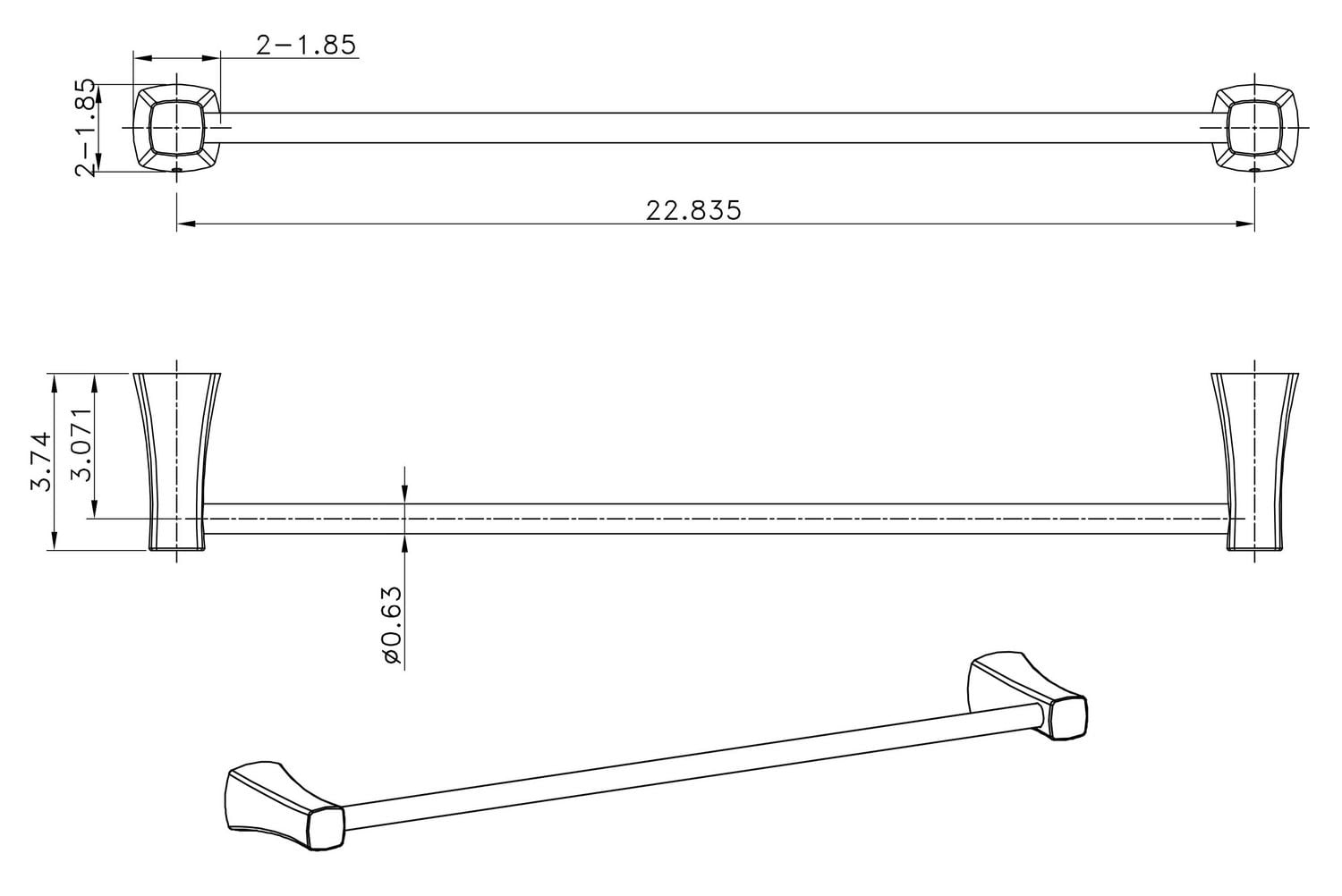 Avanities 24 pouces Porte-serviettes à une tige en chrome AI-34605