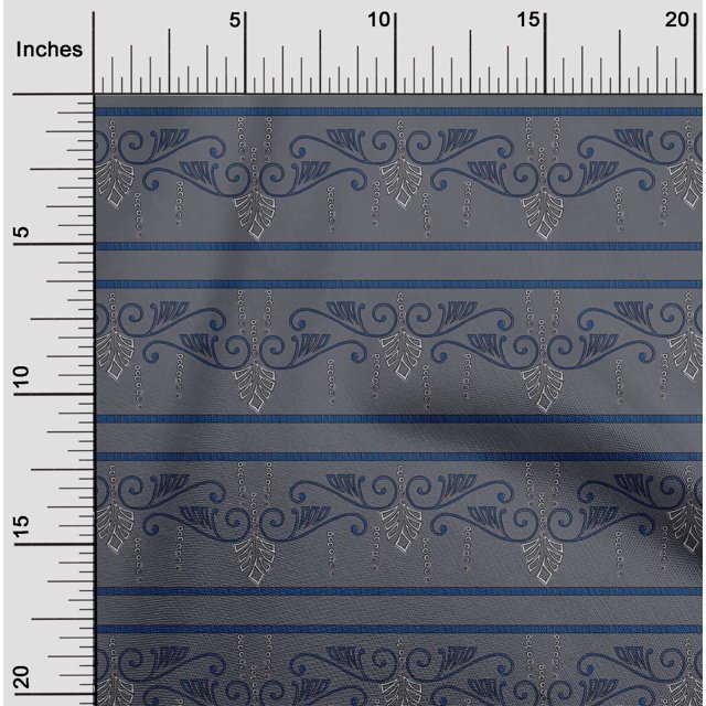 oneOone Georgette Viscose Fabric Swirl & Floral Block Printed Craft Fabric BTY 42 Inch Wide