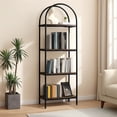 thumbnail image 1 of 4-Tier Arched Bookshelf, Industrial Style Open Bookcase with Metal Frame, Freestanding Display Shelving Unit for Living Room, Bedroom, Office Storage, 1 of 9