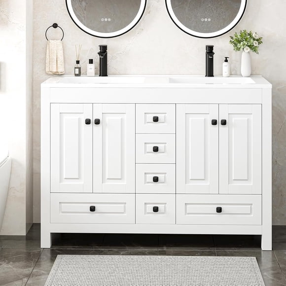 GAZHOME Bathroom Vanity with Double Sink , Modern Thickened Bathroom Storage Cabinet, 48 inch