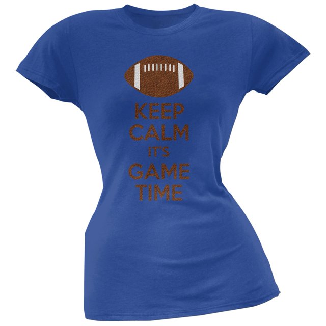 Keep Calm Game Time Football Indianapolis Blue Juniors Soft T-Shirt