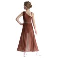 thumbnail image 2 of RUNQHUI Jupe Longue en Tulle Sans Manches Brillante pour Filles, Robe de Danse, Marron 14, 2 of 6