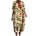 thumbnail image 2 of Ovzne Robes pour Femmes 2025 Robe Femme Femmes Été Poches Robes Imprimées Ample Col en V Manches Courtes Robes Robe de Vacances Manches Courtes Imprimée Liquidation, 2 of 5