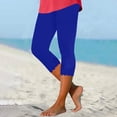 thumbnail image 1 of lcziwo Leggings Capri pour Femmes à Contrôle du Ventre, Longueur Genou, Capris Unis Confortables, Bleu, 1 of 6