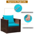 thumbnail image 4 of Costway Ensemble de Mobilier de Terrasse en Rotin 3 Pcs Canapé de Conversation Coussiné Turquoise, 4 of 9