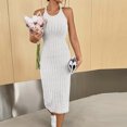thumbnail image 3 of Oksale Robes Moulantes pour Femmes Sans Manches Côtelées Robe Maxi Ajustée Douce Extensible Confortable Col Ras du Cou Dos Nu Robes d'Été pour Fête de Vacances Blanc TG, 3 of 6