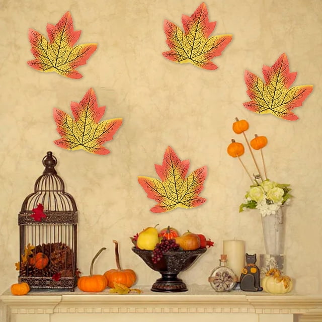 Yhmxh Home Decor Home Essentials Home Goods Home Accessories Simulated Maple Leaf Fall Classroom Decoration Maple Leaf Halloween Party Decoration Maple Leaf 50pcs Simulated Maple Leaf