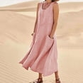 thumbnail image 2 of FAIWAD Robe Femme en Coton et Lin Sans Manches Ample Fluide Maxi Robe Débardeur Grande Taille Poches Robe de Plage, 2 of 8