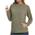 thumbnail image 1 of Swstbby Liquidation d'Automne! Hauts d'Automne pour Femmes Grande Taille, Chandail à Capuche à Manches Longues Col Rond Couleur Unie Vert Armée G, 1 of 4