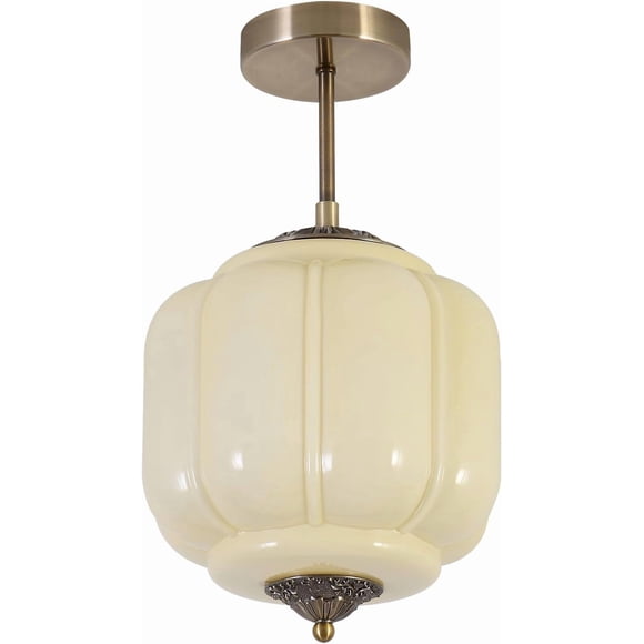 KCO 9.8” Vintage Glass Ceiling Mount Light Brass Gold Flush Mount Ceiling Light Modern Kitchen Ceiling Lamps