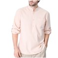 thumbnail image 1 of Cameland Mens Long Sleeve Button T Shirts Casual Plain Pullover Tops Loose Basic Tee, 1 of 2