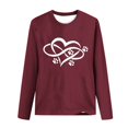 thumbnail image 4 of Pisexur Hauts pour Femmes Mode d'Automne T-Shirt à Imprimé Graphique Cœur Col Rond Manches Longues Chemises pour Femmes Chic Décontracté Hauts de Sortie Confort Polyvalent Blouses Légères, 4 of 5
