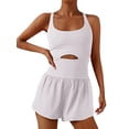 thumbnail image 1 of Kmbangi Women's Solid Color Cami Playsuits Sleeveless Sports Short Jumpsuits Summer Cross Backless Romper Tracksuits, 1 of 6