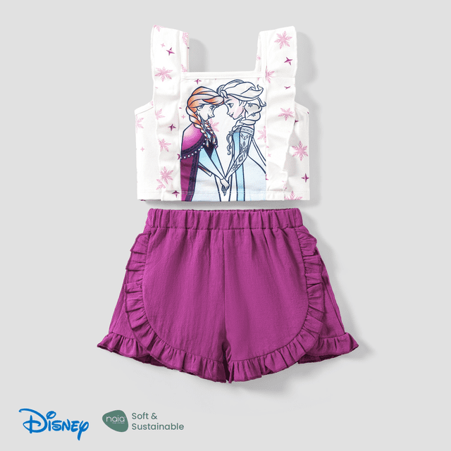 Disney Disney Frozen Elsa & Anna 2pcs Naia™ Gradient Print Camisole with Ruffled Shorts Set