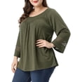 thumbnail image 4 of GRACE & GRANDEUR Women's Plus Size  Casual Solid Raglan Sleeves Tops Green 3X, 4 of 7