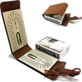 thumbnail image 2 of Binwennn Travel Cribbage Board Foldable Cribbage Board Travel Game Set Includes Portable Leather Playing Cards And For Cribbage Lovers Game Table And Chairs Preschool Learning Making Organizers And, 2 of 4