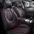 thumbnail image 1 of Maidao Car Seat Covers Leather Set for Mercedes-Benz for E300 2000-Present 5 Seats Compatible Airbag Water Resistant Front Rear Cushion Protector with Pillow and Headrest Black, 1 of 7