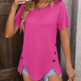 thumbnail image 1 of Waist Cinchers Summer New womens Round Neck Top Short Sleeve Button Up T-Shirt, 1 of 1