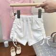 thumbnail image 4 of Zpanxa Girls Cotton Shorts Solid Color Lightweight Drawstring Elastic Waistband Loose Fit Summer Shorts 4 Years, 4 of 4