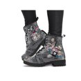 thumbnail image 3 of UKAP Women Leather Boot Floral Short Bootie Lace Up Ankle Boots Work Booties Waterproof Gray Alice 7, 3 of 4