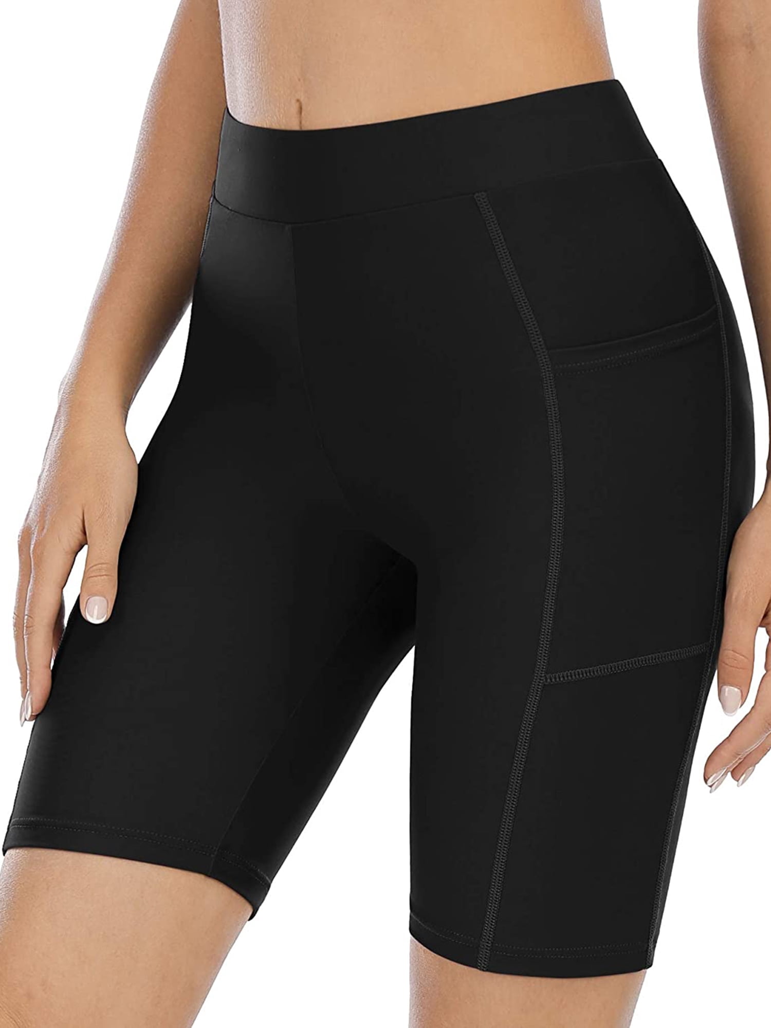 Shorts de Bain pour Femmes avec Poches Taille Haute Longs