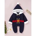 thumbnail image 2 of Honganda Infant Christmas Hooded Romper with Double-Breasted, Fur Ball, 2 of 9