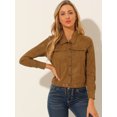 thumbnail image 2 of INSPIRE CHIC Veste de Moto Biker Décontractée pour Femme à Col Pointu, Poches Plates, Brun m, 2 of 6