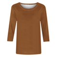 thumbnail image 5 of Timegard Hauts pour Femmes Été Col Rond Manches 3/4 Confortable Couleur Unie T-Shirts Basiques Décontractés Amples Hauts Blouses, 5 of 5