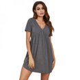 thumbnail image 2 of Women‘s Solid Color Short-sleeved Casual Plus Size Pajamas And Home Service Gray XL, 2 of 7