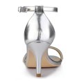 thumbnail image 4 of BLISSFUL STEP Women's Solid Color Open Toe Rhinestone Ankle Strap Stiletto Sandals, 4 of 7