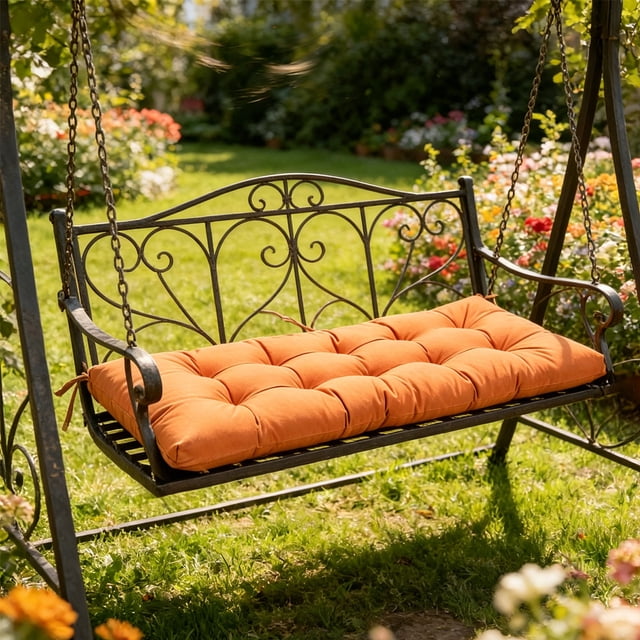 Linnome Coussin de Balançoire d'Extérieur Imperméable de Rechange pour Meubles de Porche et de Patio, Robuste, Résistant aux Intempéries, 19,7 X 39,4 Po, Orange