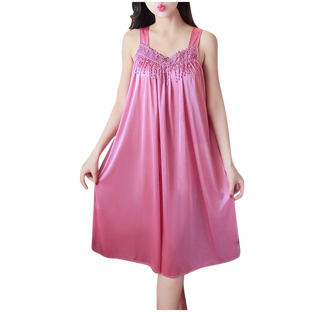 COM1950s Robe d'Été pour Femmes, Robe pour Femmes, Mode Femmes Été Col en V Décontractée Unie Sans Manches Chemises de Nuit Robe, Robe d'Été pour Femmes, Robe d'Été pour Femmes, Vêtements d'Été pour Femmes
