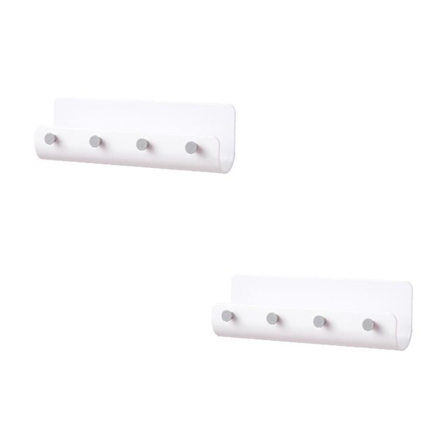 2PC Spoon And Lid Rest Wall Mounted Storage Box With Hook Mobile Phone Holder Mobile Phone Charging Station Remote Control Storage Box Self Adhesive Double Sided Tape Fixed Position White